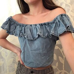 ‎off the shoulder jean like top